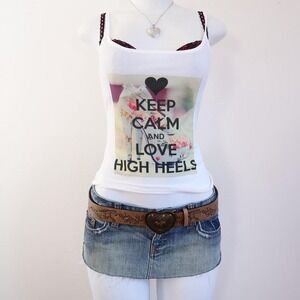 2010s keep calm love high heels cami coquette graphic [S]